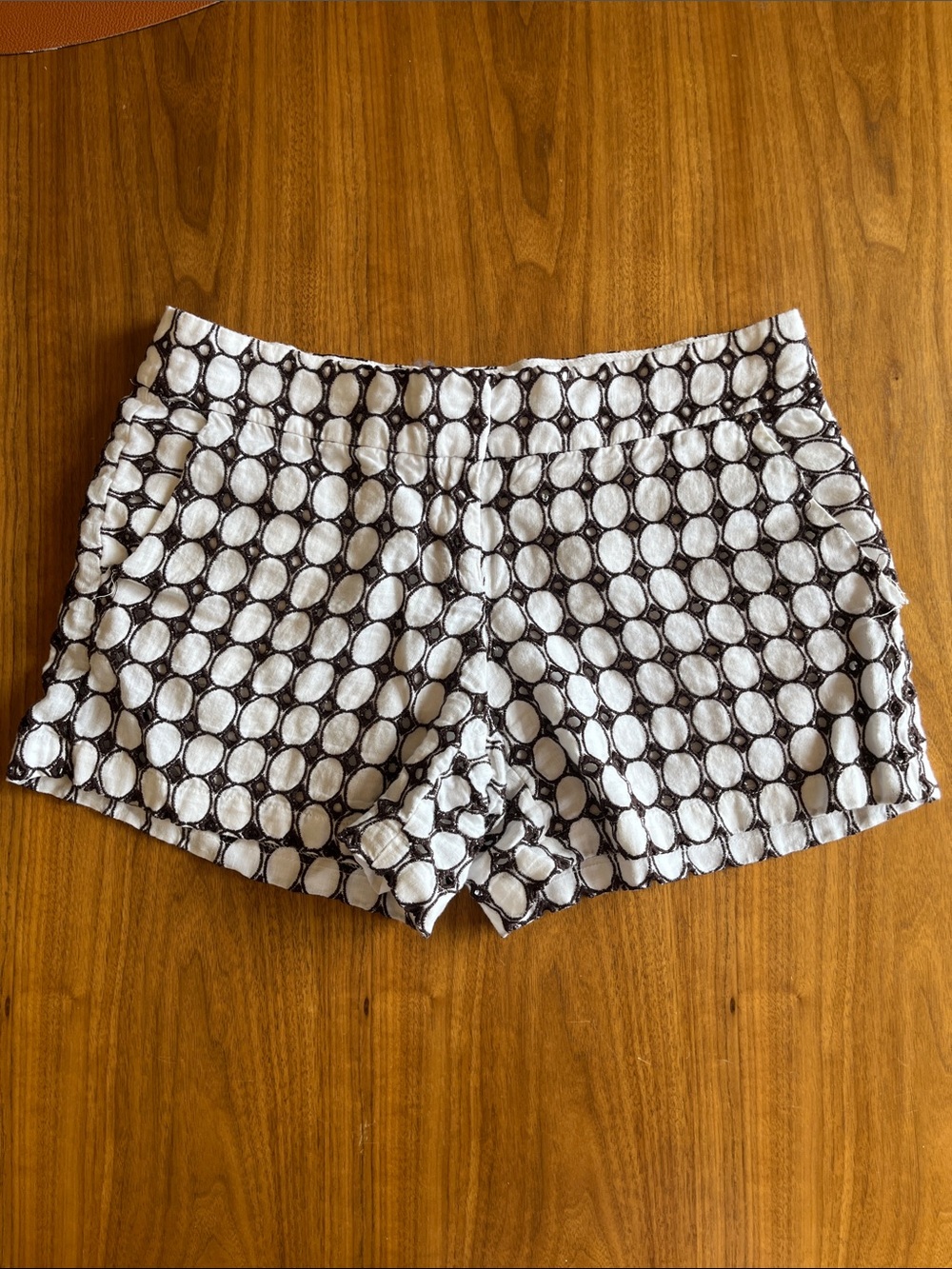 Women's Brown & White Circle-Print Cotton Shorts - Mid Rise